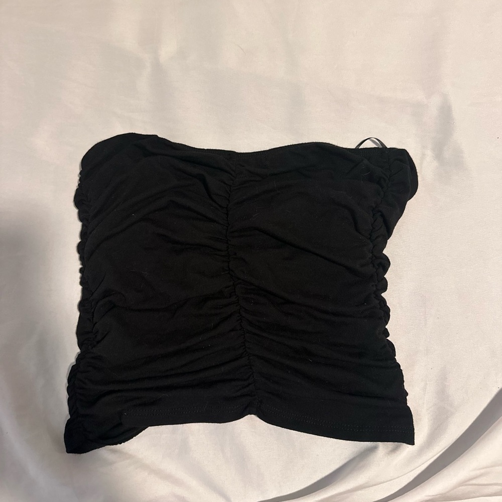 Black Ruched Tube Top